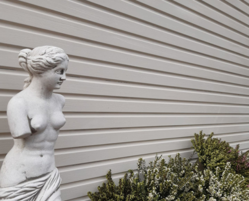 Betonzaun Muster vom Motiv Kopenhagen in Grau-weiß