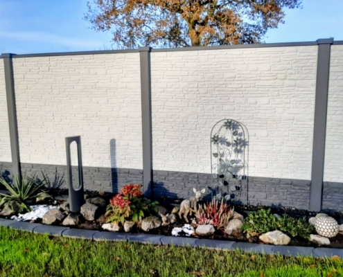 Betonzäune Motiv Turin in Anthrazit und Grau-weiß