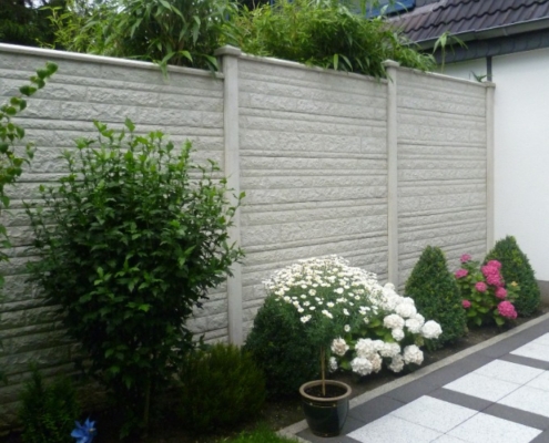 Beton Zaun B-Ware Motiv Fels in Farbe Grau-weiß