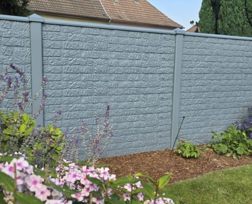 Beton Zäune in Steinoptik Neu Romania und Sonderfarbe - mittel Grau